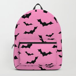 Black Bat Pattern on Pink Backpack