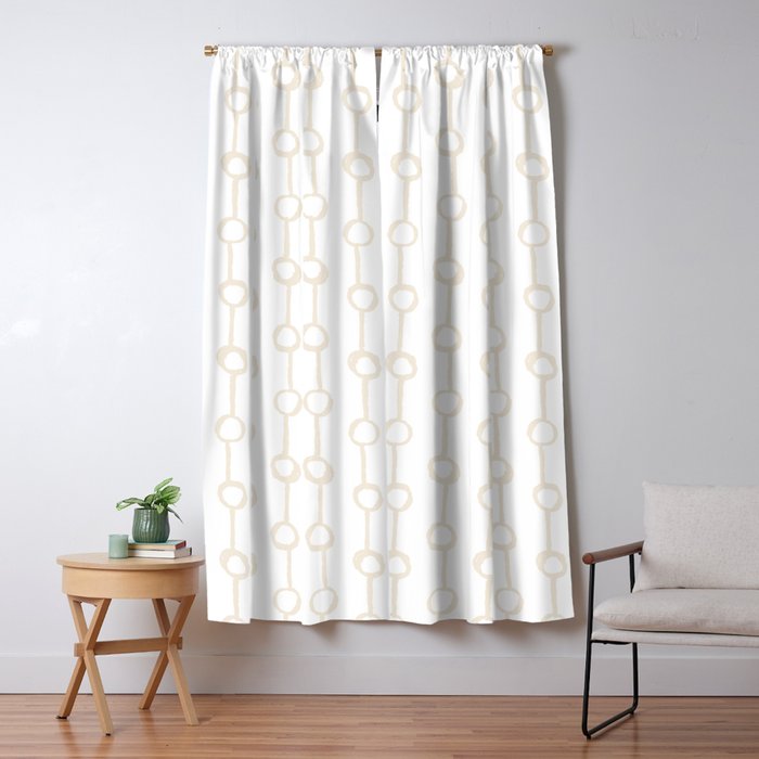 Modern Girly Dot Stripes On White Blackout Curtain By