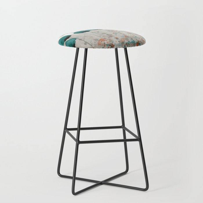 Teal and Gray Poppies Bar Stool