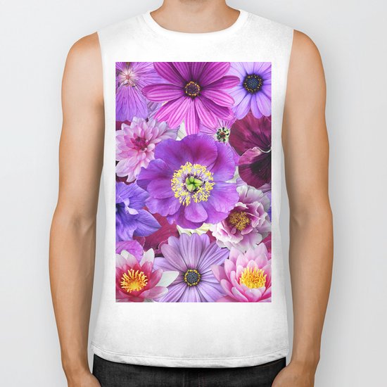 PURPLE FLOWERS Biker Tank