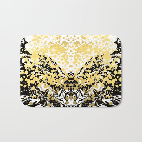 Sukie - abstract gold black and white foil glitter shiny sparkle hipster painting free spirit cosmic Bath Mat