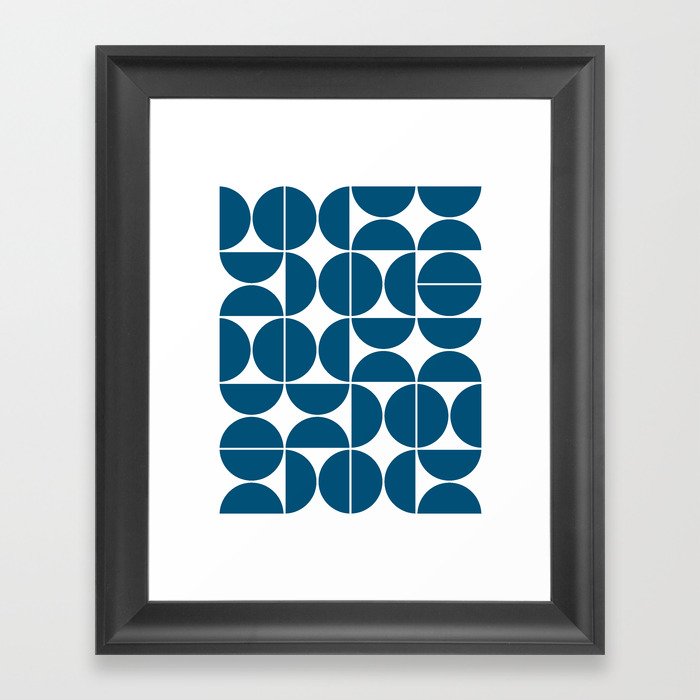 Mid Century Modern Geometric 04 Blue Framed Art Print