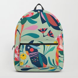 Waratah and Cockatoos Backpack | Cockatoo, Blackcockatoo, Graphicdesign, Flowerspattern, Pattern, Pop Art, Nordic, Bloom, Australianbirds, Graphite 