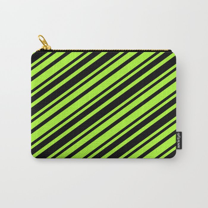Light Green & Black Colored Lined Pattern Carry-All Pouch