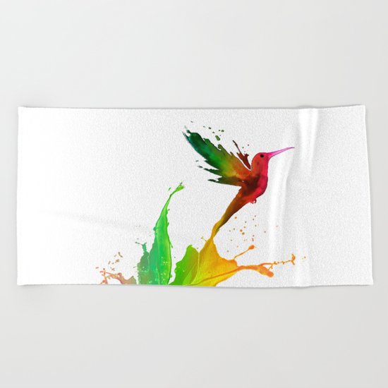 Humming Bird Colors Beach Towel