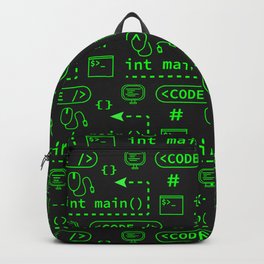 Love of Software Pattern - Green and Black Backpack