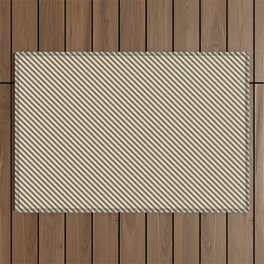 [ Thumbnail: Dim Grey & Beige Colored Lines/Stripes Pattern Outdoor Rug ]