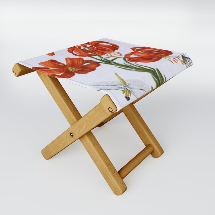 Red Lily antique 1680 Folding Stool