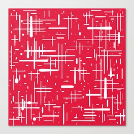 Mid-Century Modern Kinetikos Pattern in Red and White Canvas Print