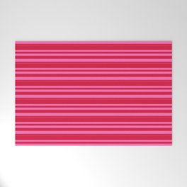 [ Thumbnail: Crimson and Hot Pink Colored Lines/Stripes Pattern Welcome Mat ]