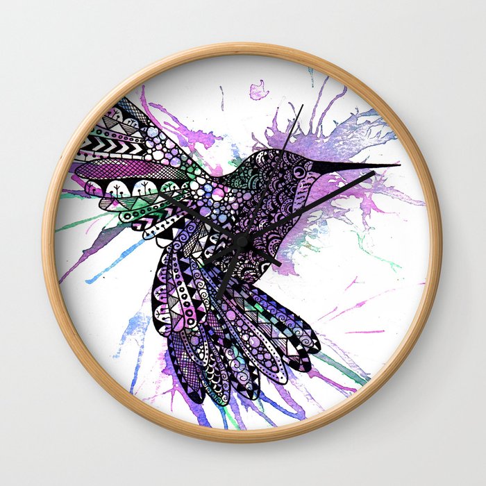 Humming Bird Colour Splash Wall Clock