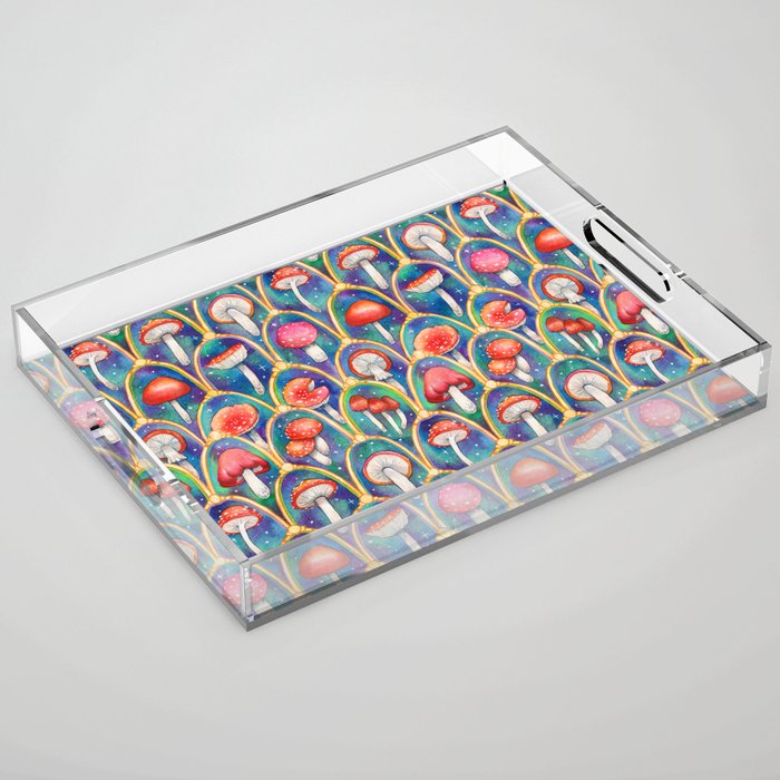 Luxury abstract mushroom pattern - original Acrylic Tray