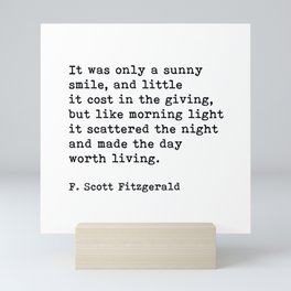 It Was Only A Sunny Smile, F. Scott Fitzgerald Quote Mini Art Print