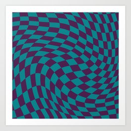 Purple and cyan swirl checker Art Print