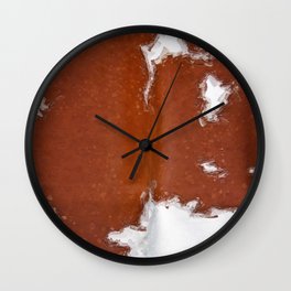 Brown + White Faux Cowhide Print Wall Clock