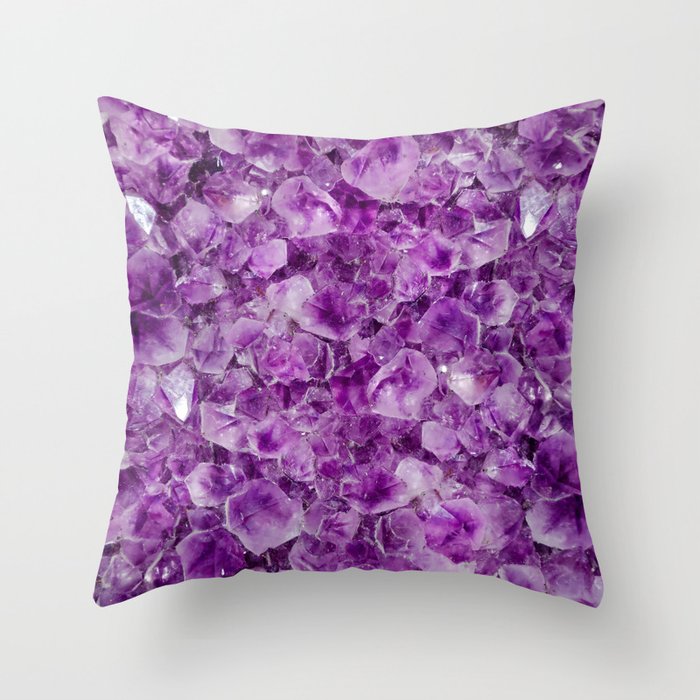 Purple Amethyst Crystals Throw Pillow by NewburyBoutique Society6