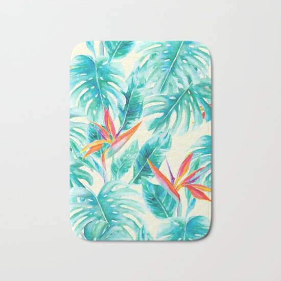 Tropical Paradise Pale Yellow Bath Mat