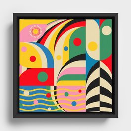 Barcelona Artists Inspired Abstract Geometry  Framed Canvas