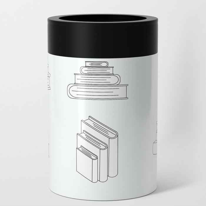 Stack of Books White Flat Design Seamless Pattern Can Cooler
