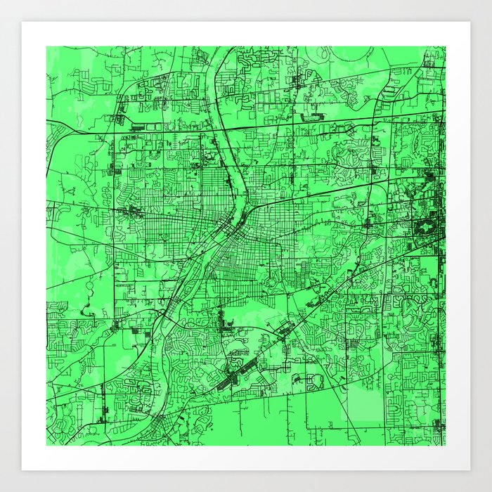 Aurora, Illinois - Minimal City Map Art Print