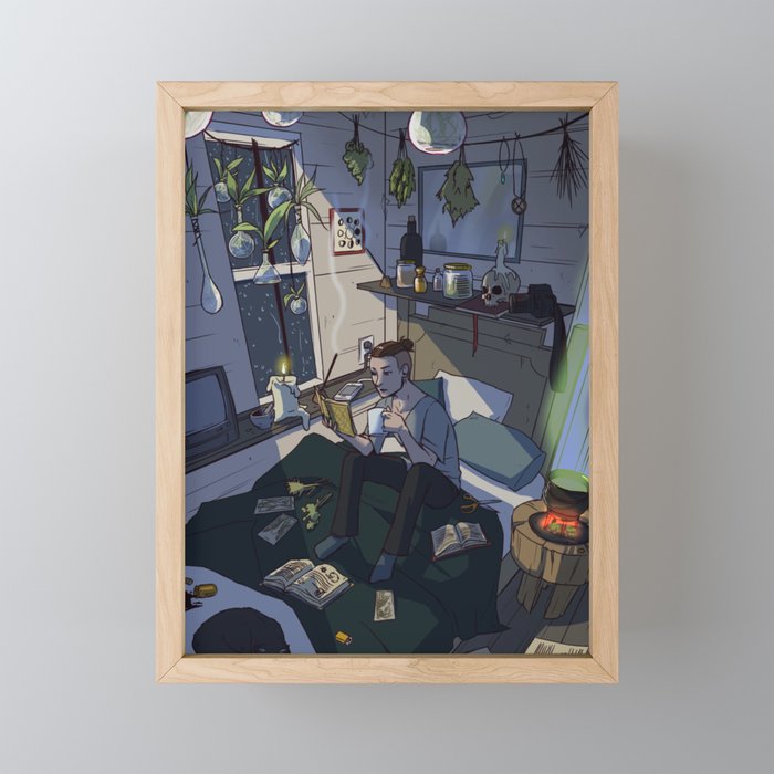 Modern Male Witch Bedroom Framed Mini Art Print