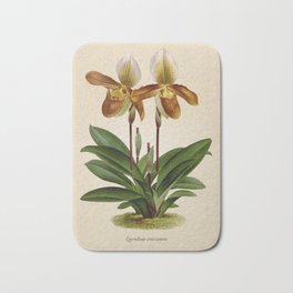 Cypripedium crossianum old plate Bath Mat | Drawing, Garden, Plant, Illustration, Botanical, Botanic, Environment, Beige, Knowledge, Orchid 
