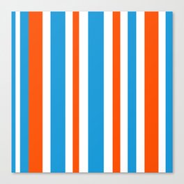 Retro Modern Vertical Stripe Pattern Orange Blue White Canvas Print