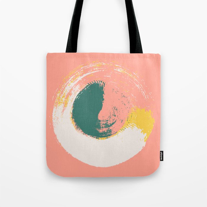 Bottle - Abstract Circle Colourful Swirl Art Design in Pink and Green Tote Bag