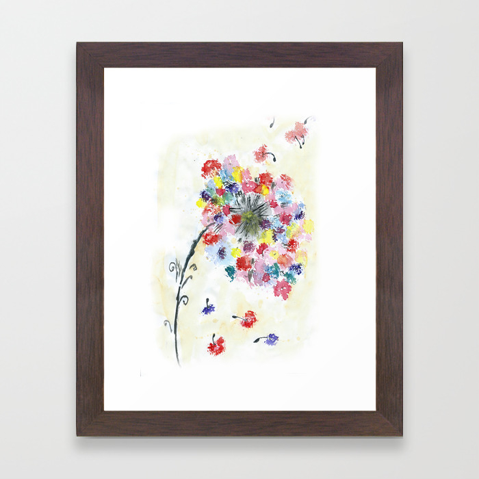 Dandelion Watercolor Illustration Rainbow Colors Summer Free