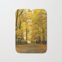 Roadway Towards Fall (Nature Photography) Bath Mat | Road, Yellow, Landscape, Creation, Homedecor, Outdoor, Autumn, Photo, Nature, Driveway 