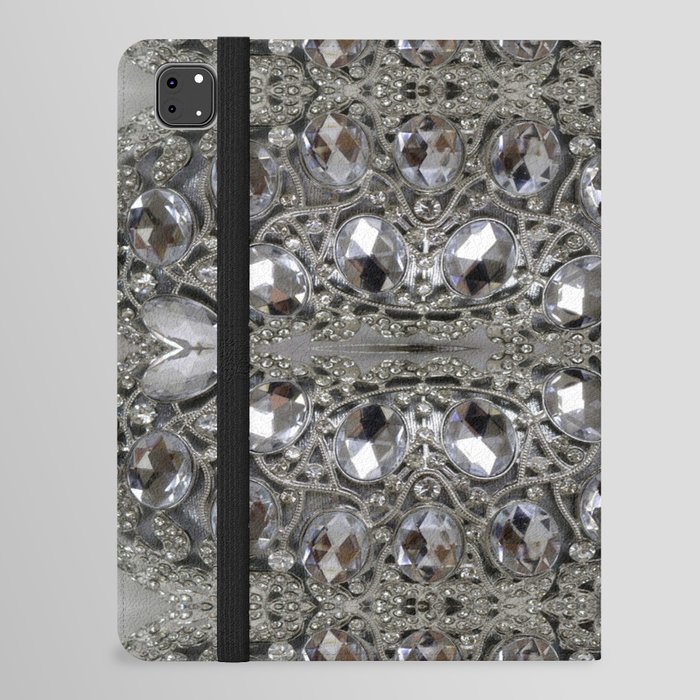 girly chic glitter sparkle rhinestone silver crystal iPad Folio Case