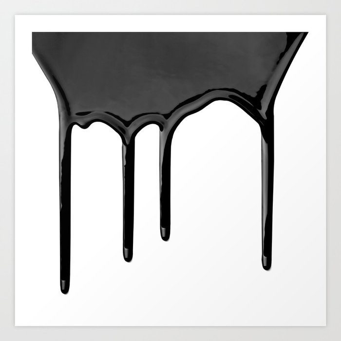 Black paint drip Art Print