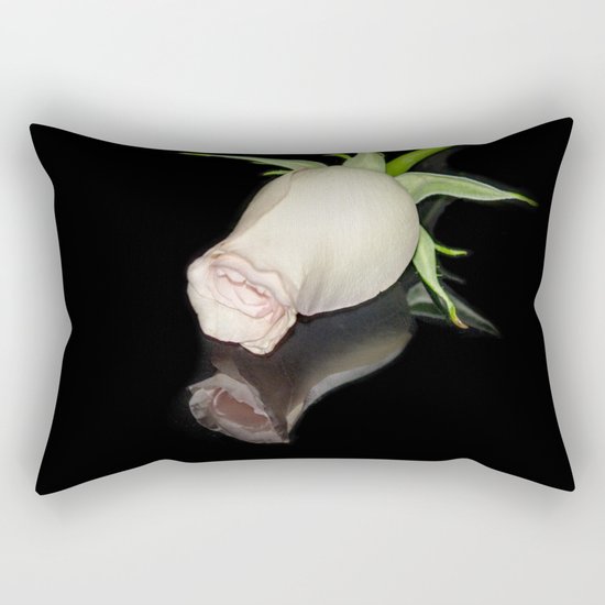 The Black Square and a White Rose Rectangular Pillow