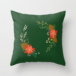 Winter Florals - Green Throw Pillow