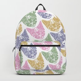 Pink Blue Yellow Green Cat Print Pattern Backpack