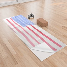American Flag 4th of July watercolor design Yoga Towel