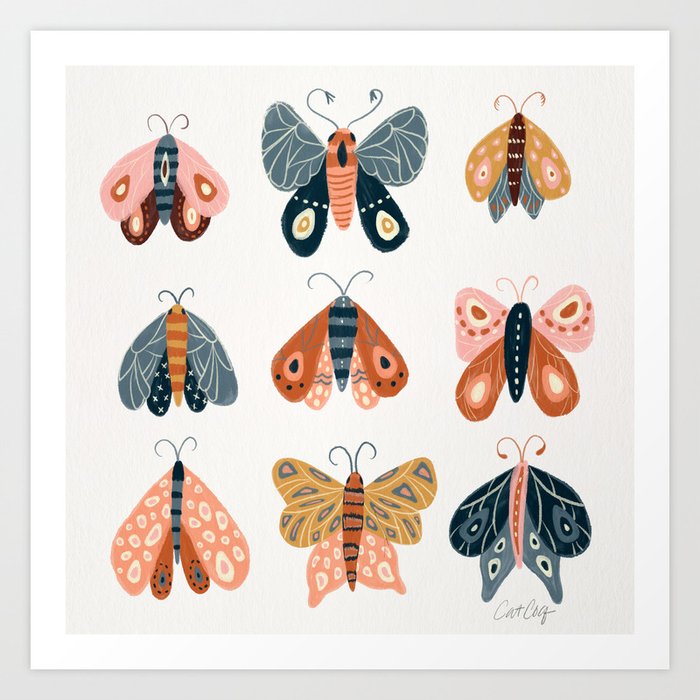 Moth Specimens – Yellow Art Print