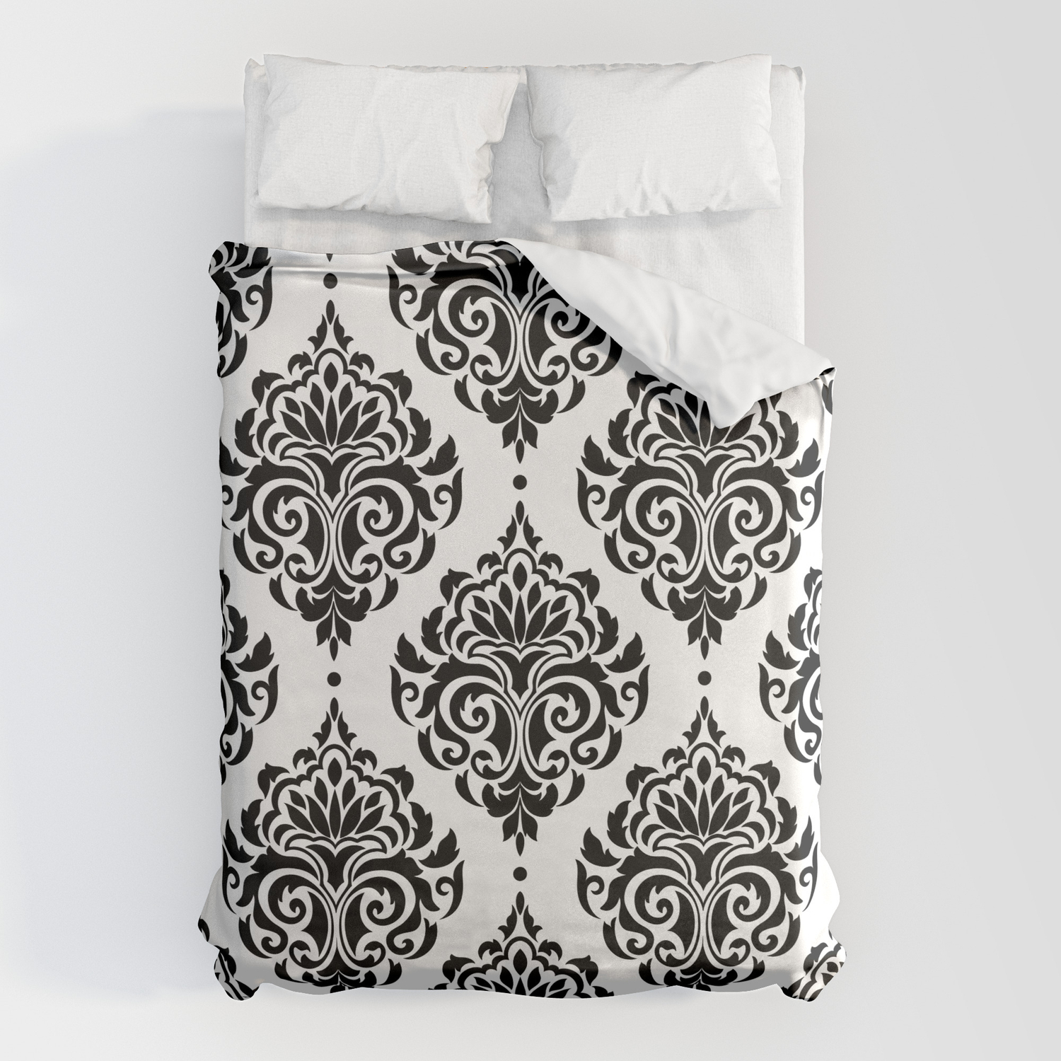 Black And White Damask Duvet Cover By Seafoam12 Society6 Black And White Damask Duvet Cover By