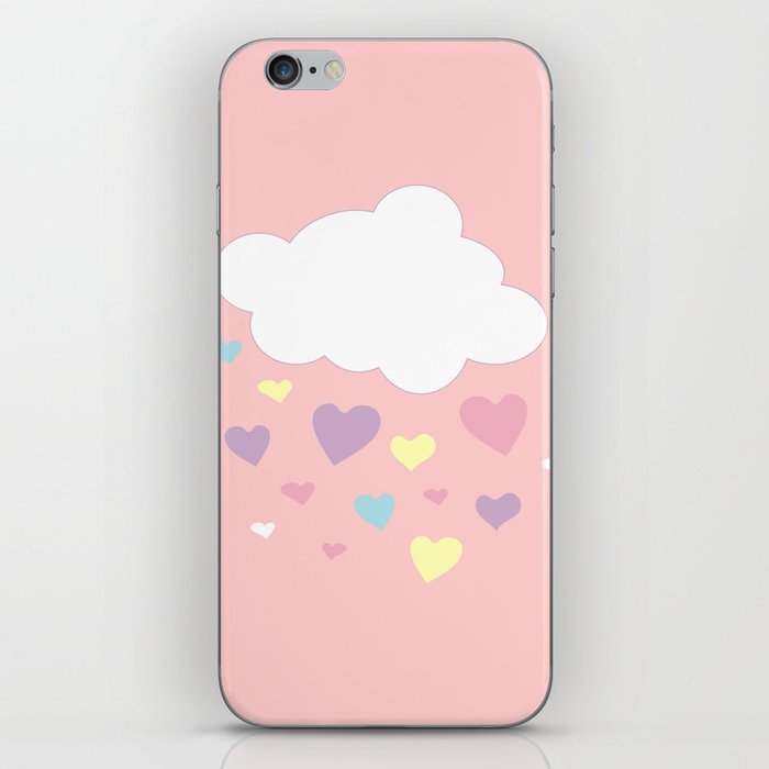 Cute Candy Cloud With Rain Of Hearts iPhone Skin