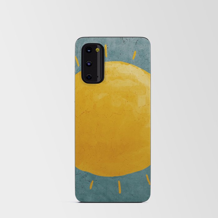 Yellow Sun On Turquoise Grunge Texture Android Card Case