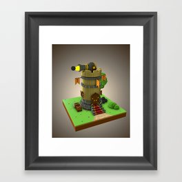 Voxel Medieval Tower Framed Art Print