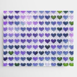 Rainbow Hearts Periwinkle Purple Lavender Jigsaw Puzzle