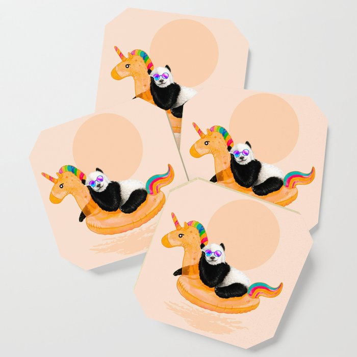 Chillin Unicorn Panda Coaster By 38sunsets Society6