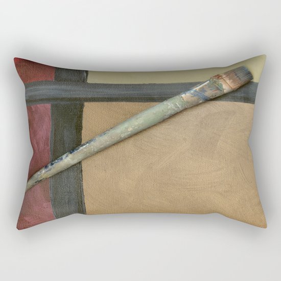 Artist Brush On Abstract Copper Canvas Artwork - Vintage - Modern Art - Painter Rectangular Pillow