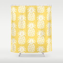 Retro Mid Century Modern Pineapple Pattern 732 Yellow Shower Curtain