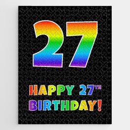 [ Thumbnail: HAPPY 27TH BIRTHDAY - Multicolored Rainbow Spectrum Gradient Jigsaw Puzzle ]