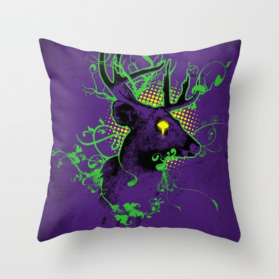 Trippy Ghost Deer Throw Pillow
