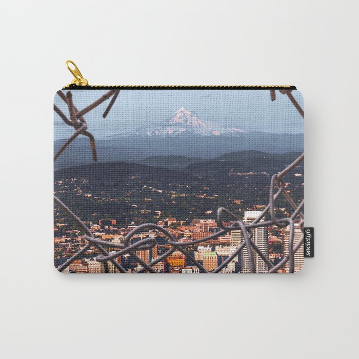Portland Oregon and Mount Hood Through the Fence Carry-All Pouch