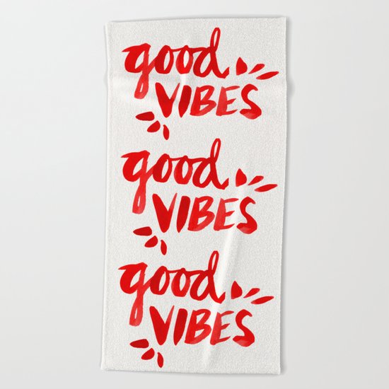 Good Vibes – Red Ink Beach Towel
