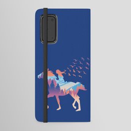 Girl's silhouette riding a horse Android Wallet Case
